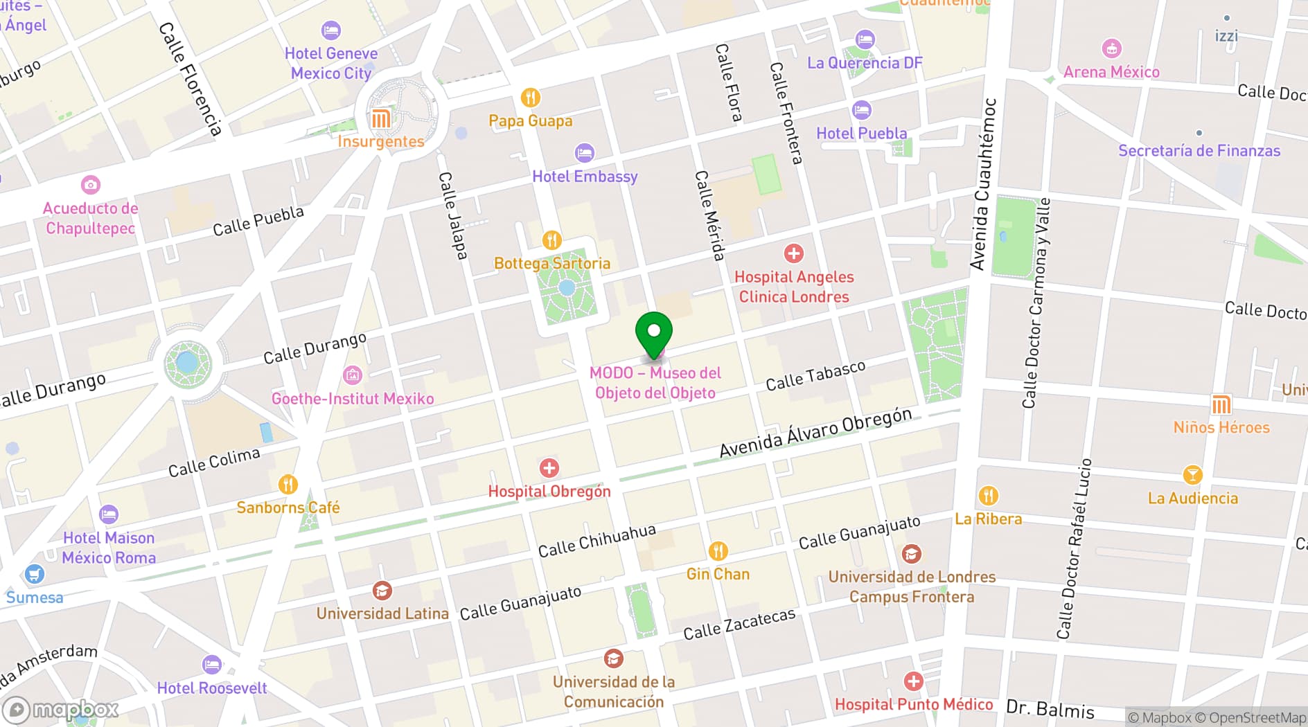 Map showing Meroma CDMX