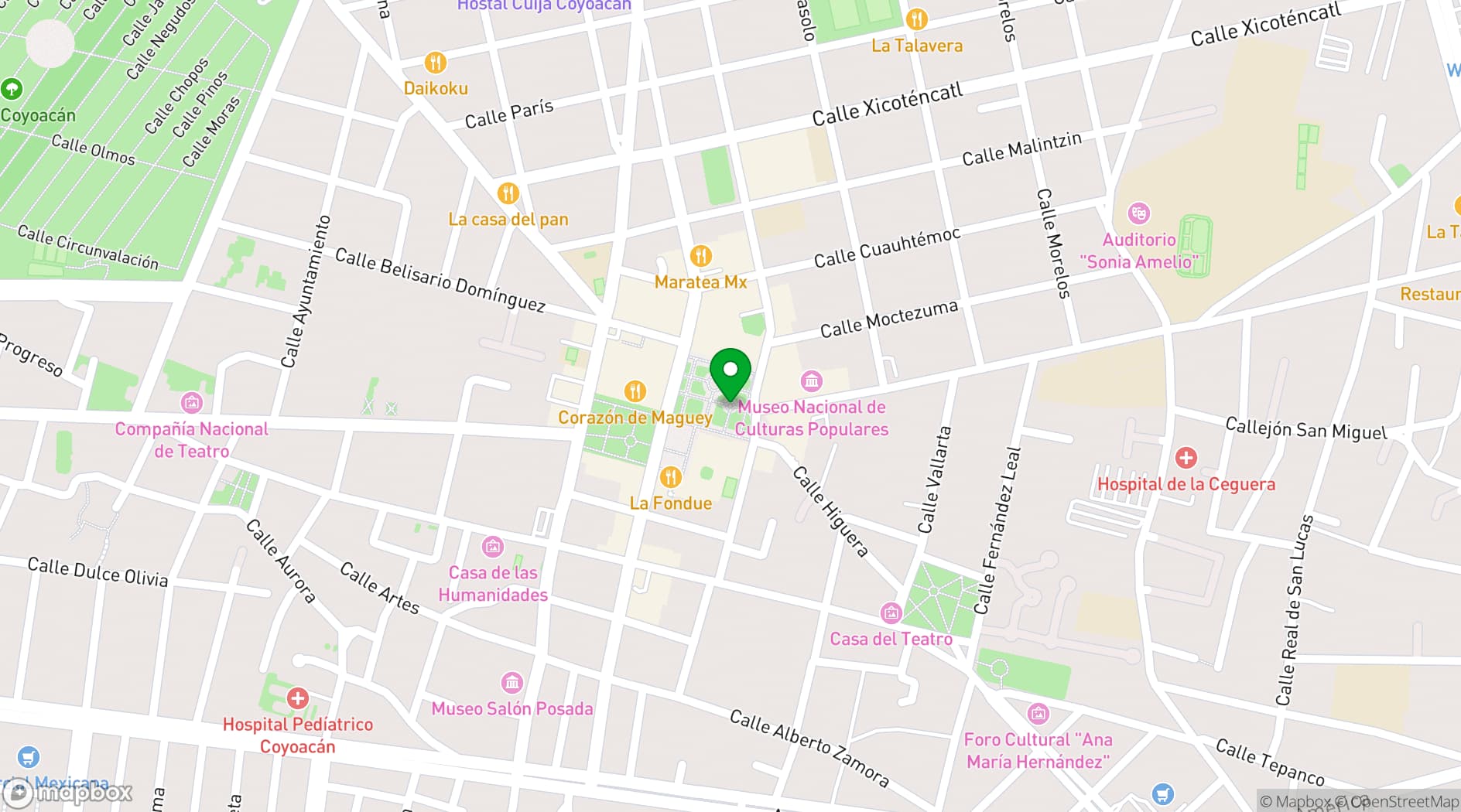 Map showing Miguel Hidalgo y Costilla Museum