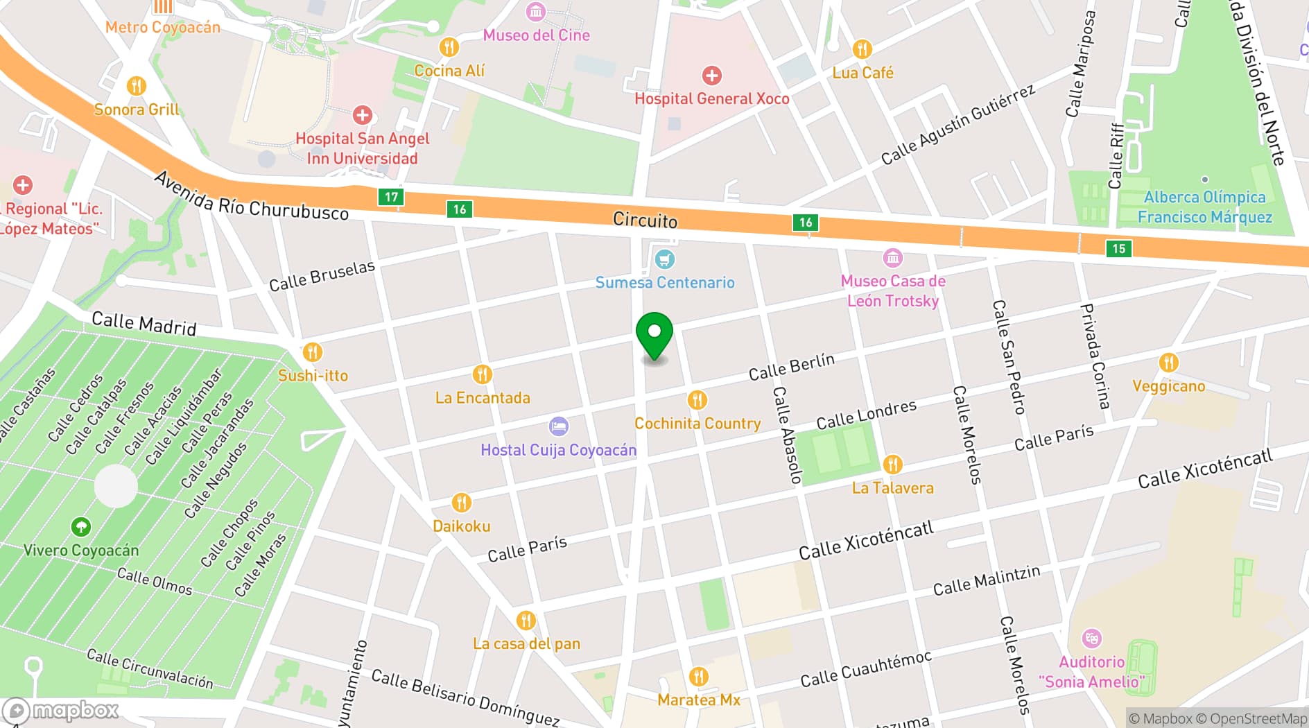 Map showing Centenario 107