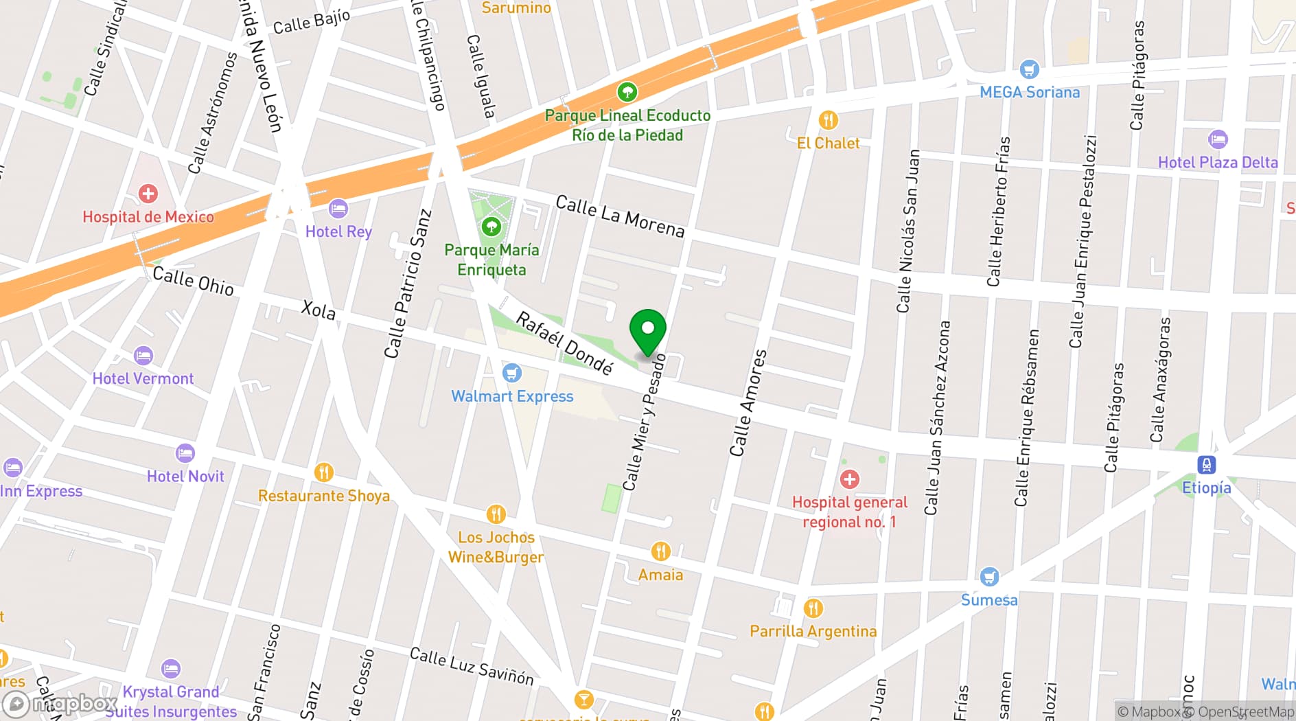 Map showing Casa de Cultura Emilio Carballido