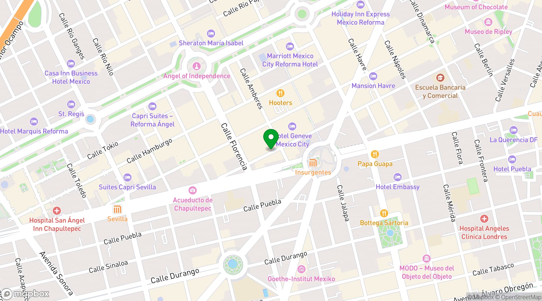 Map showing NH Collection Mexico City Reforma