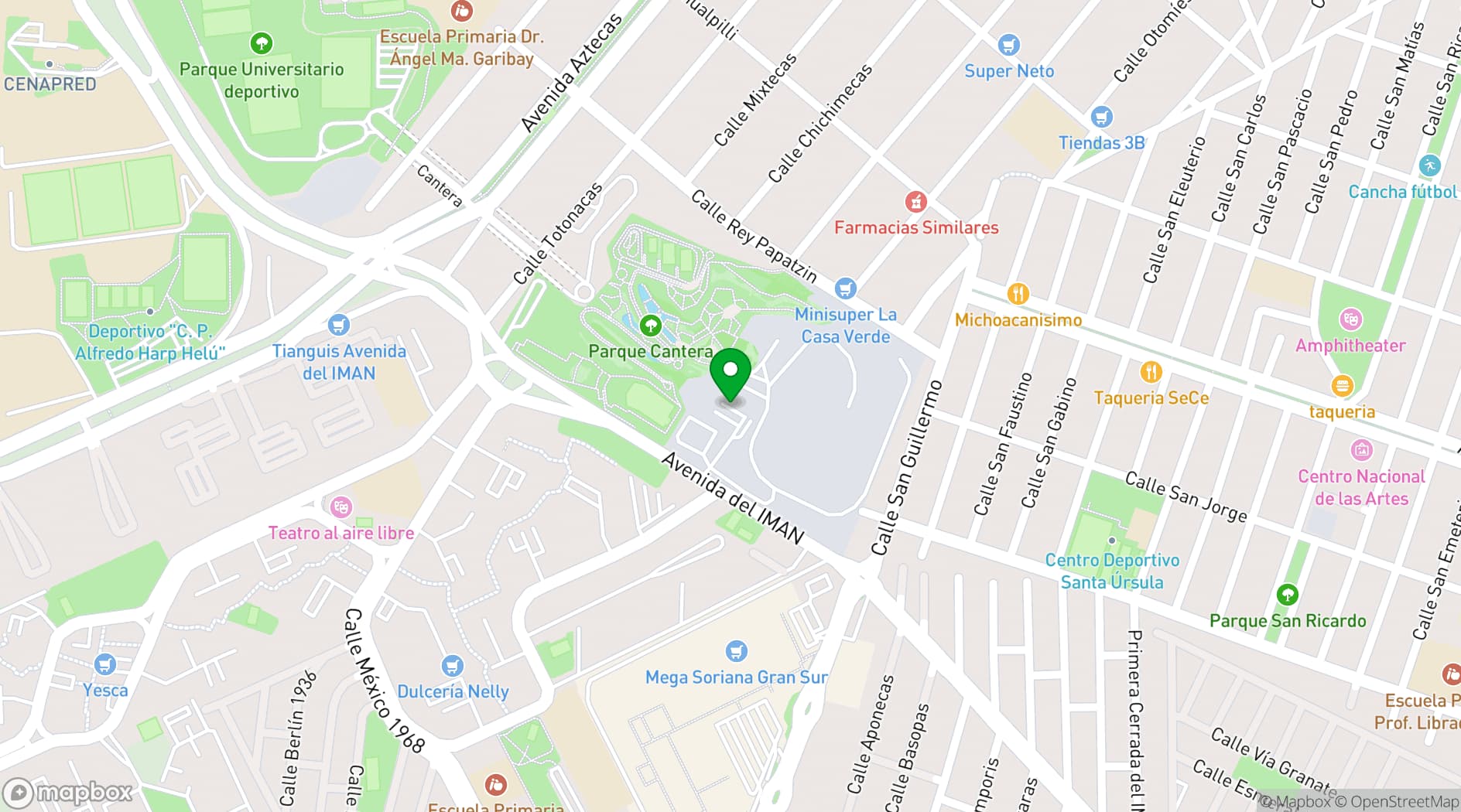 Map showing Parque Cantera