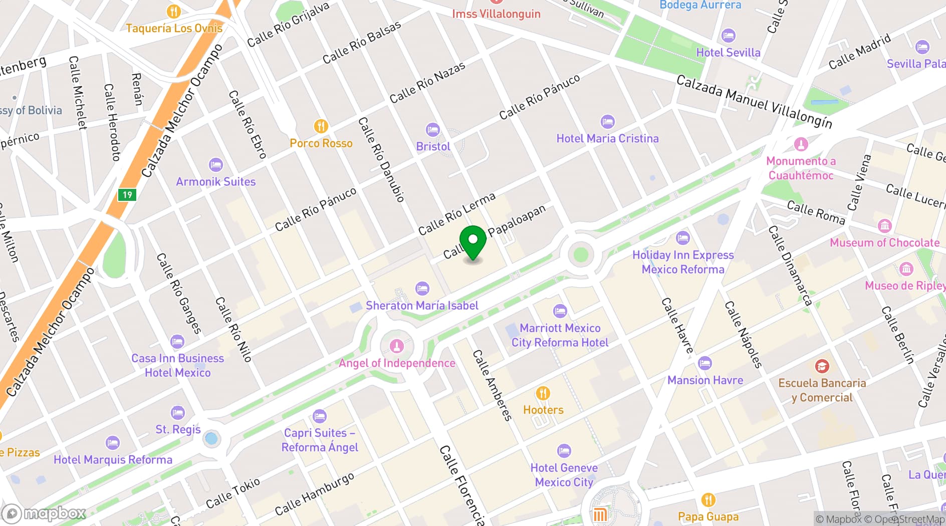 Map showing Sofitel Mexico City Reforma