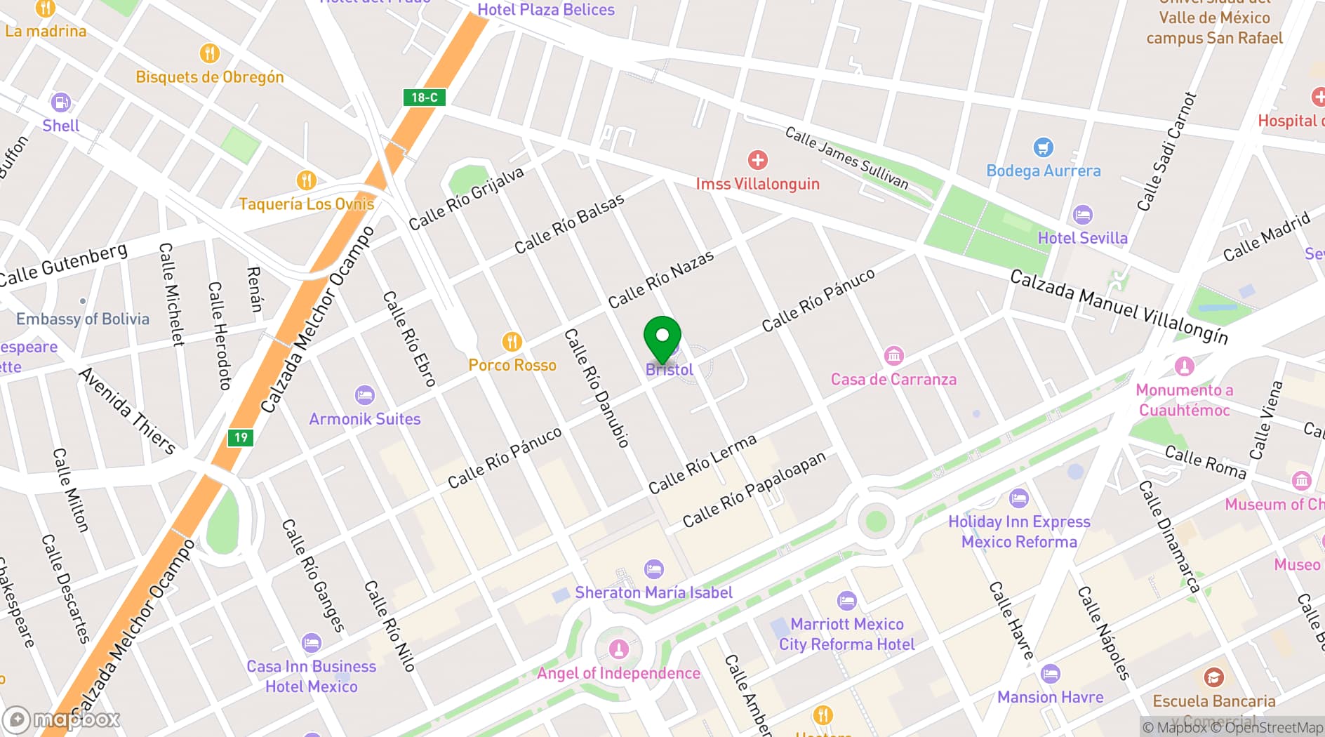Map showing Hotel Bristol