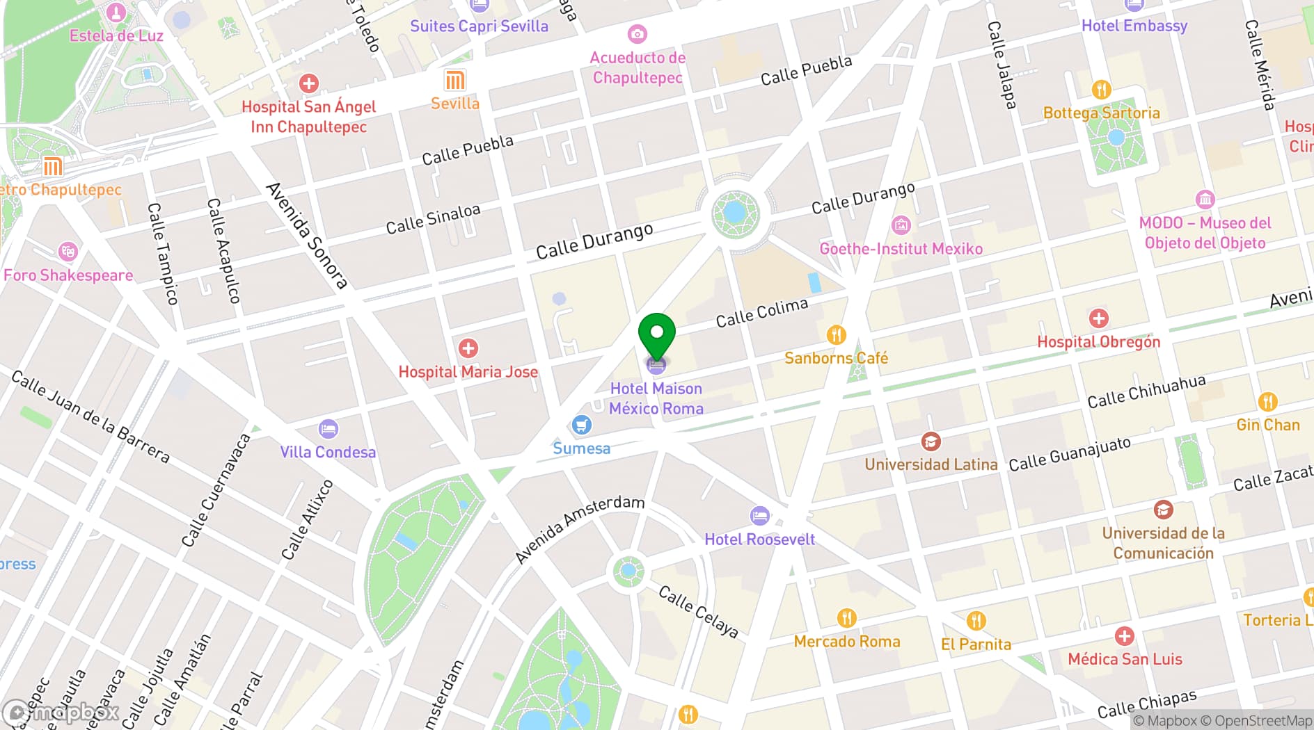 Map showing Maison Mexico Roma
