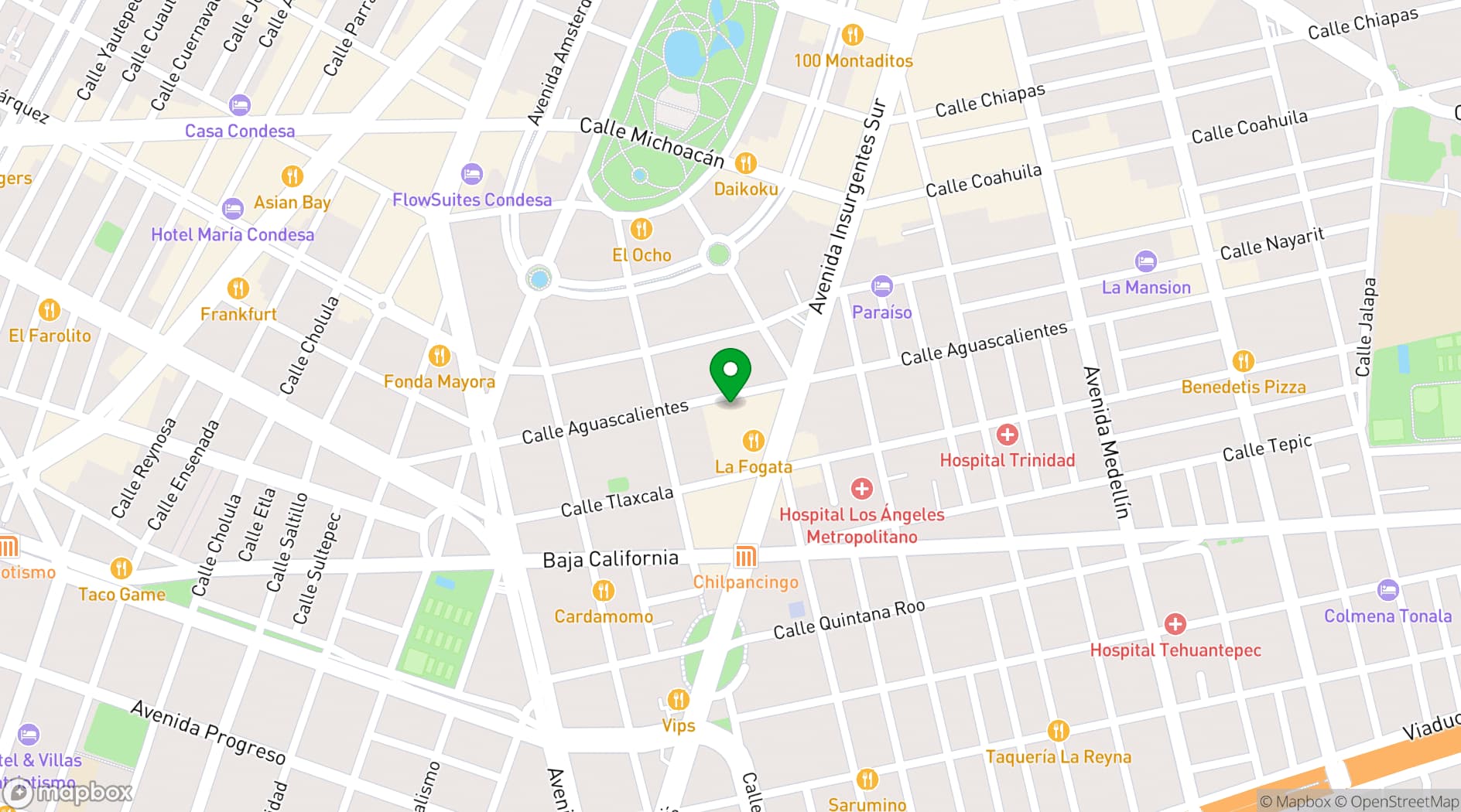 Map showing Mondrian Mexico City Condesa