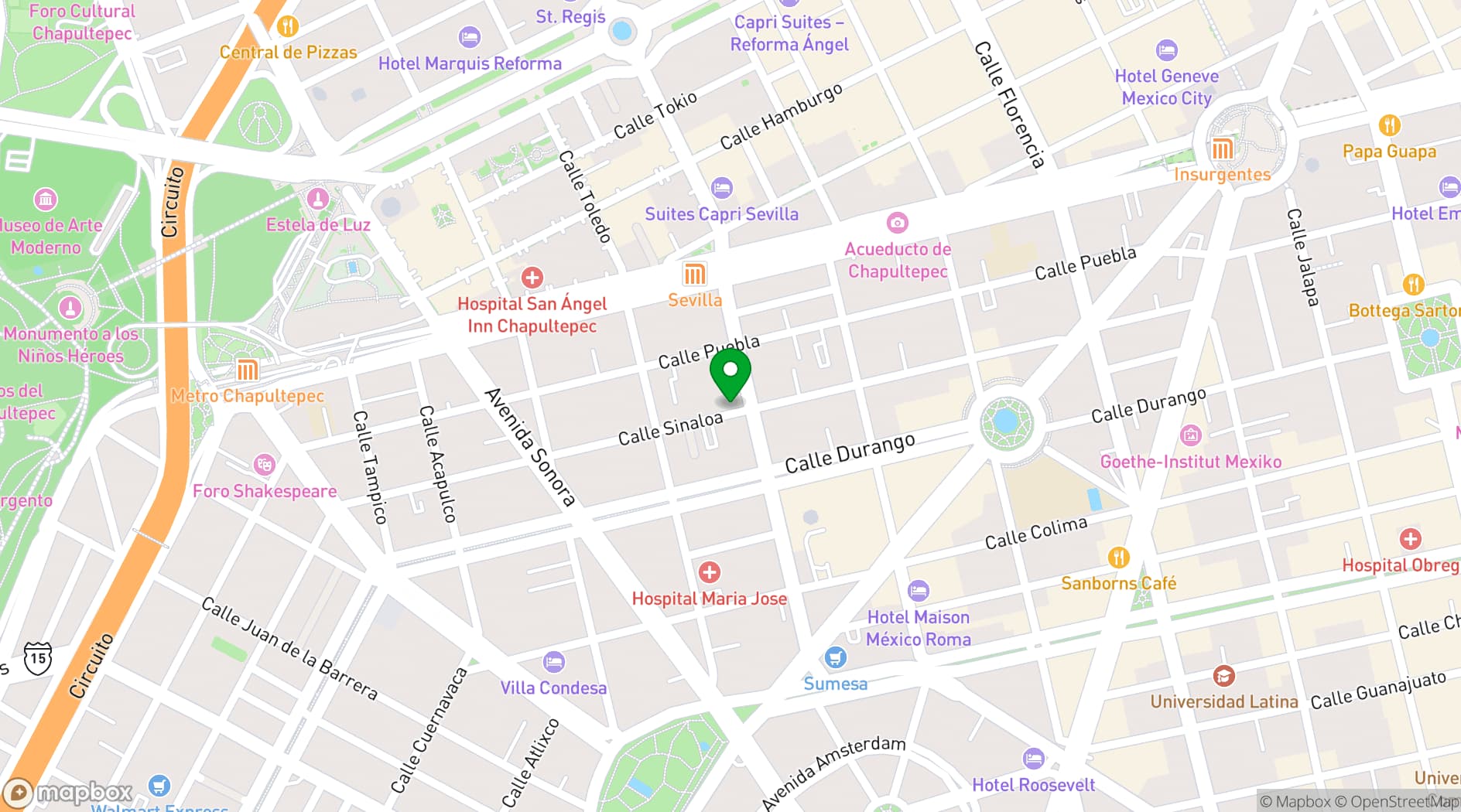 Map showing Alelí Rooftop