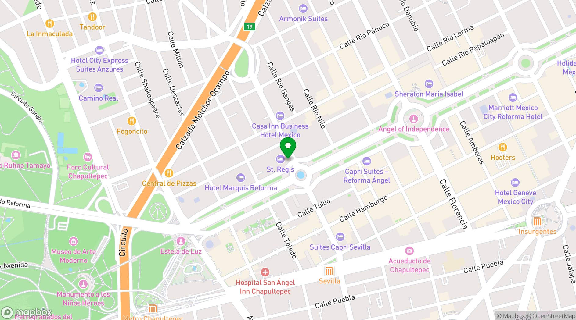 Map showing The St. Regis