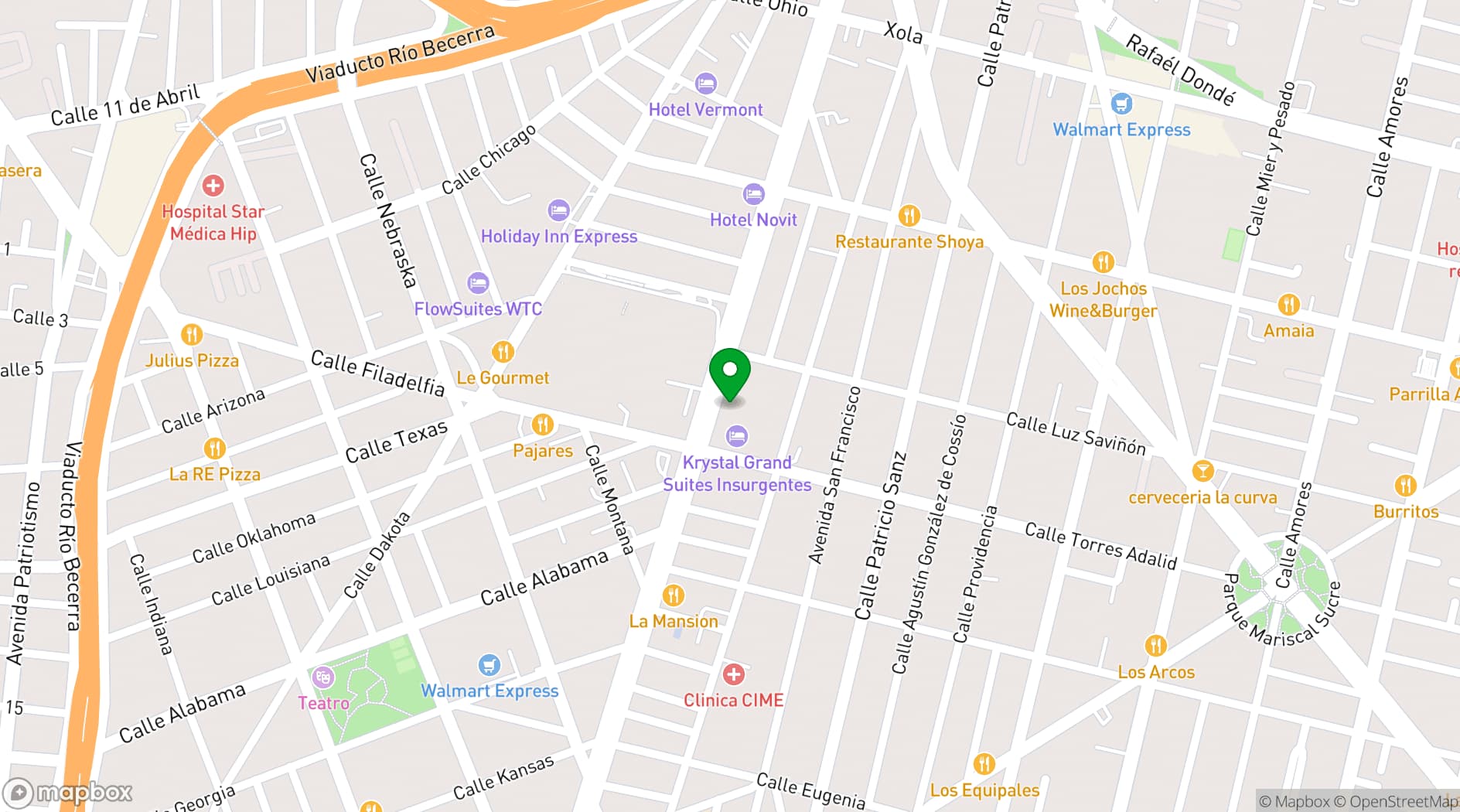 Map showing Novotel Mexico City World Trade Center