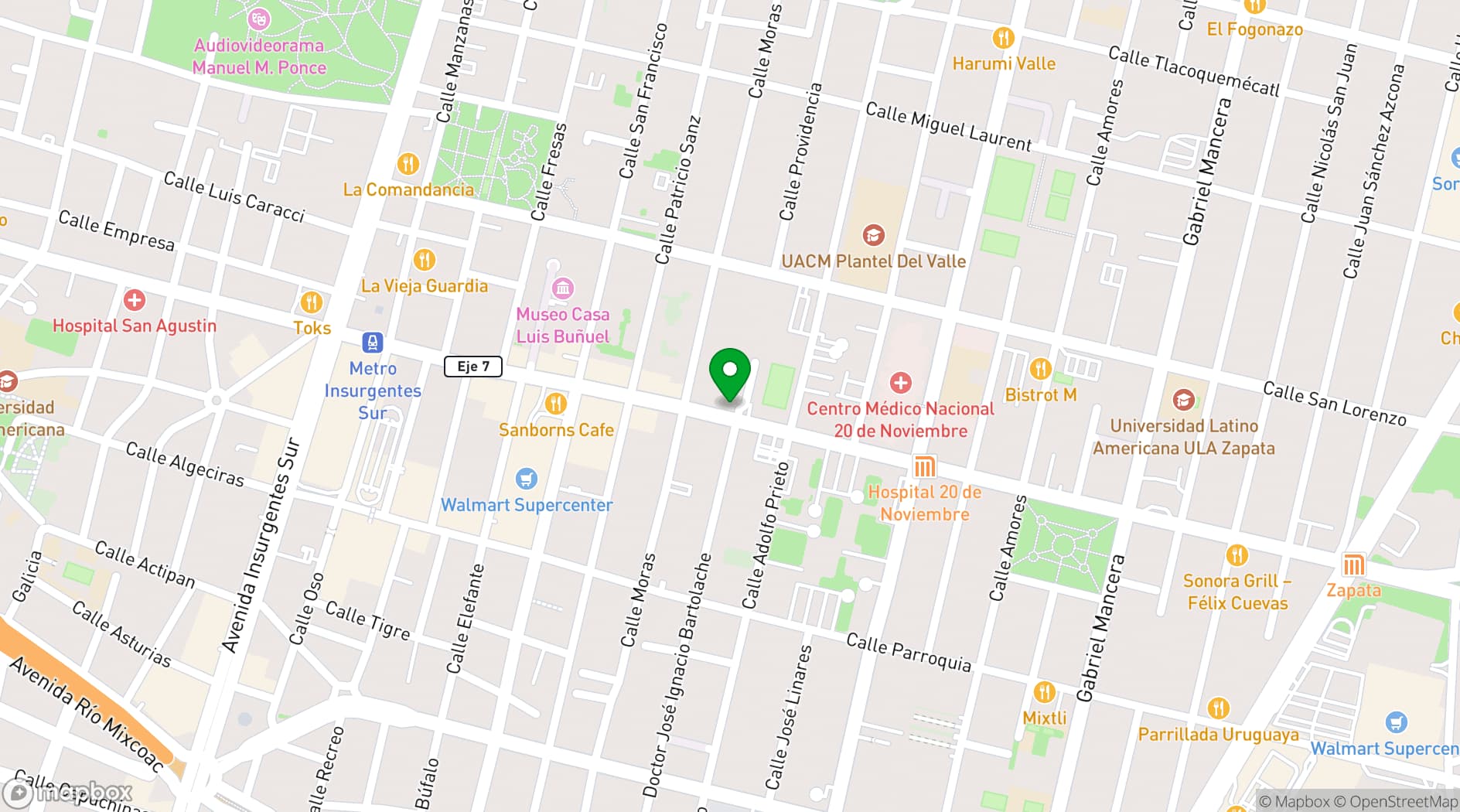 Map showing Torre AXA México