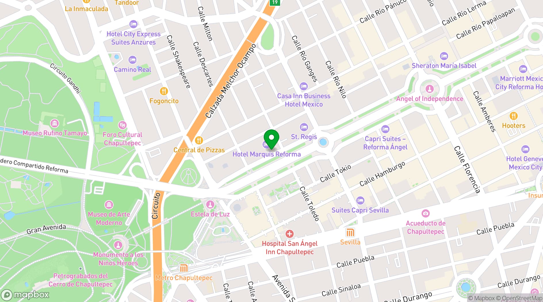 Map showing Marquis Reforma