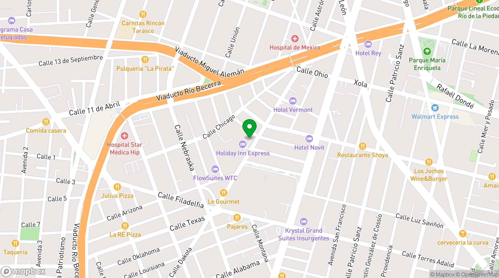 Map showing WTC México
