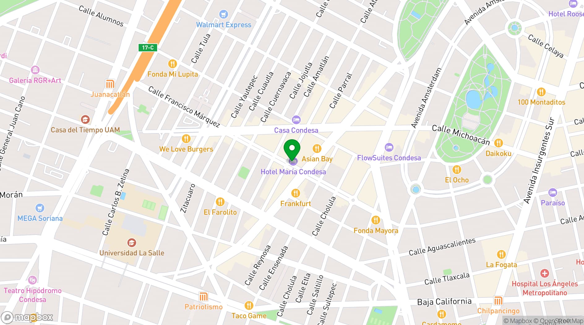 Map showing María Condesa Hotel Boutique