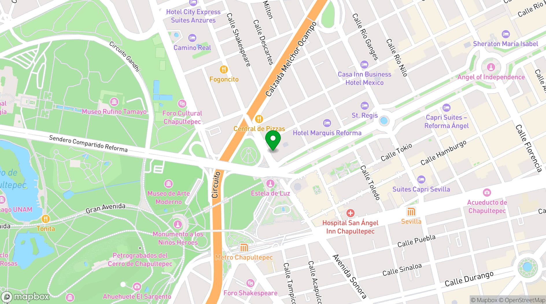Map showing The Ritz-Carlton, Mexico City
