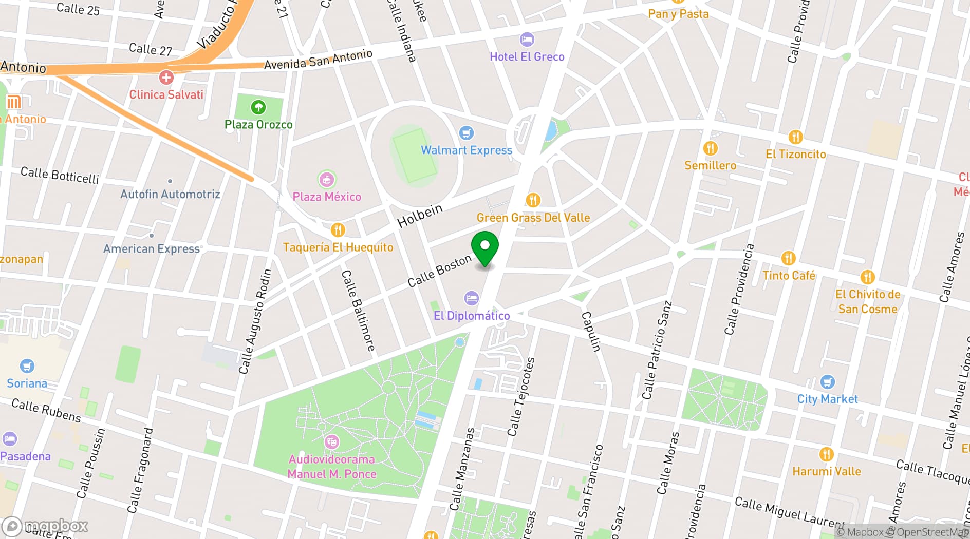 Map showing Insurgentes Sur 1079