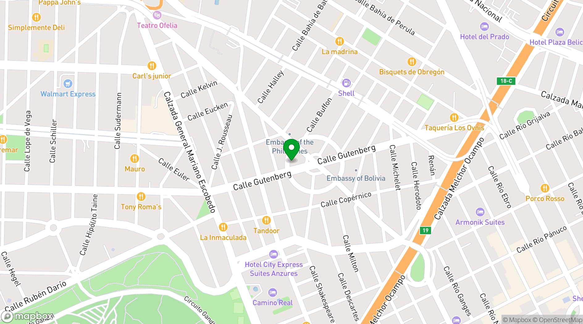 Map showing Casa Anzures