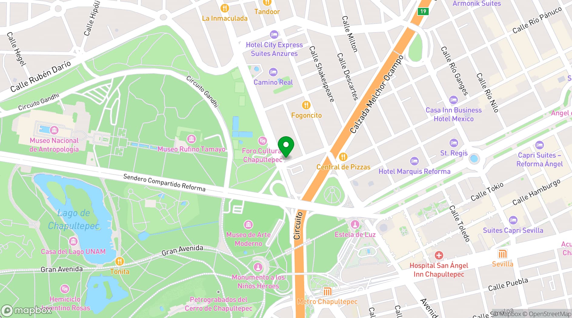 Map showing Grand Fiesta Americana Chapultepec