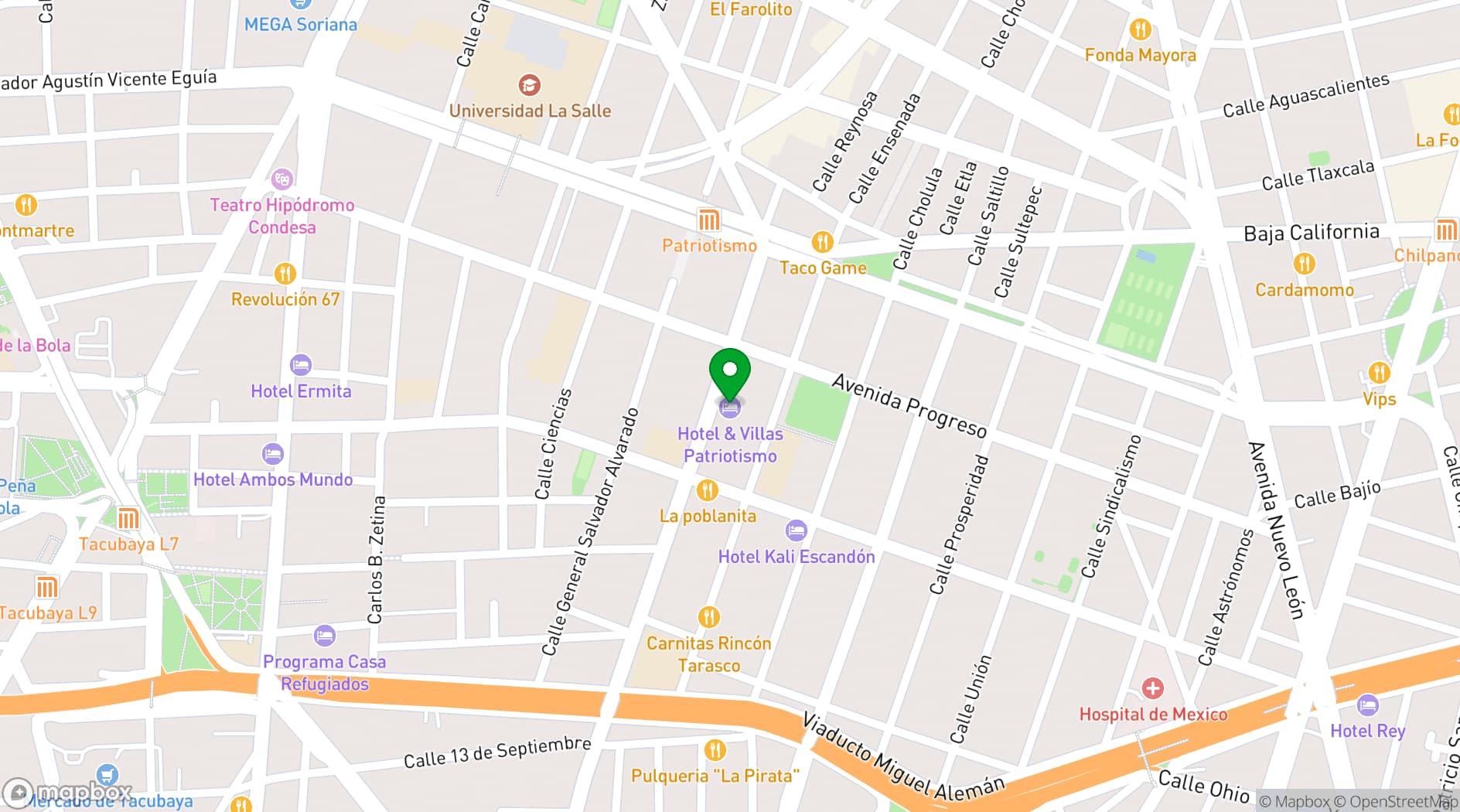 Map showing Patriotismo Hotel & Villas