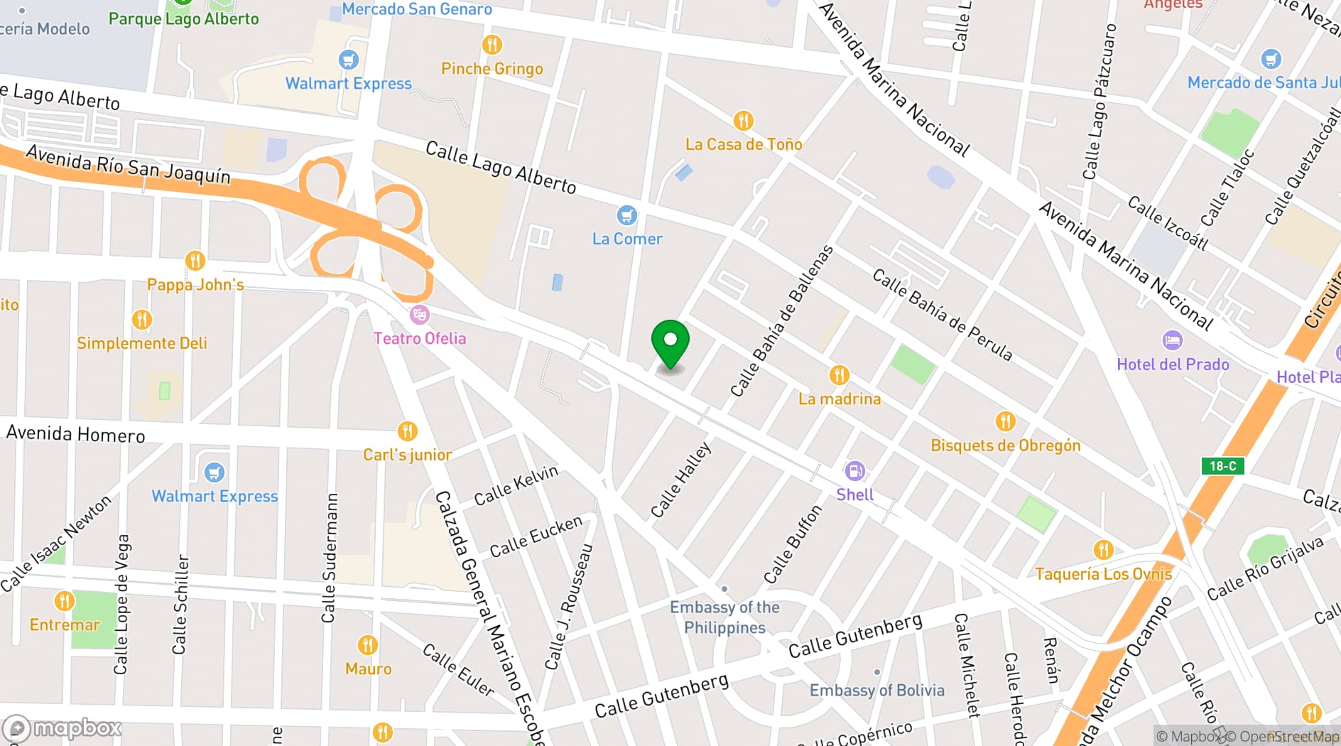 Map showing NEO Offices Polanco