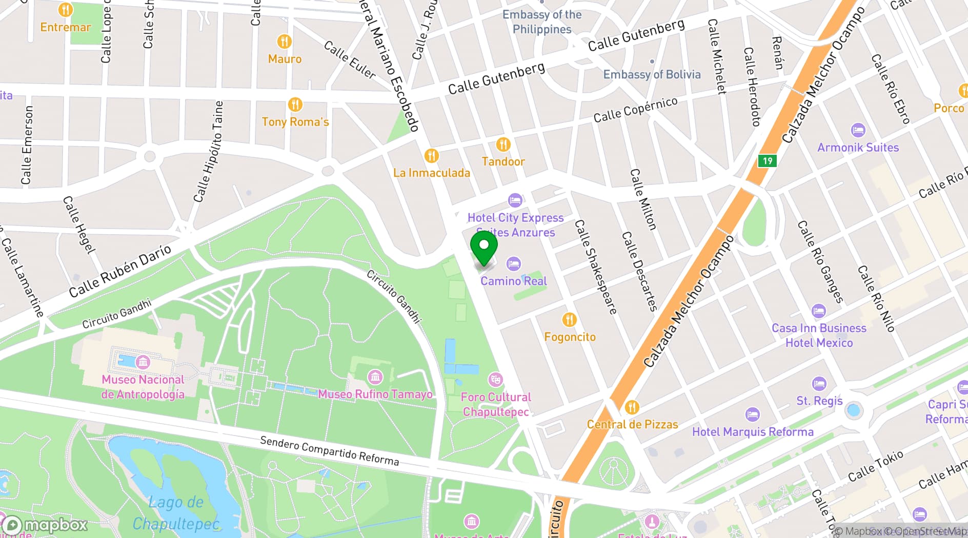 Map showing Camino Real Polanco México