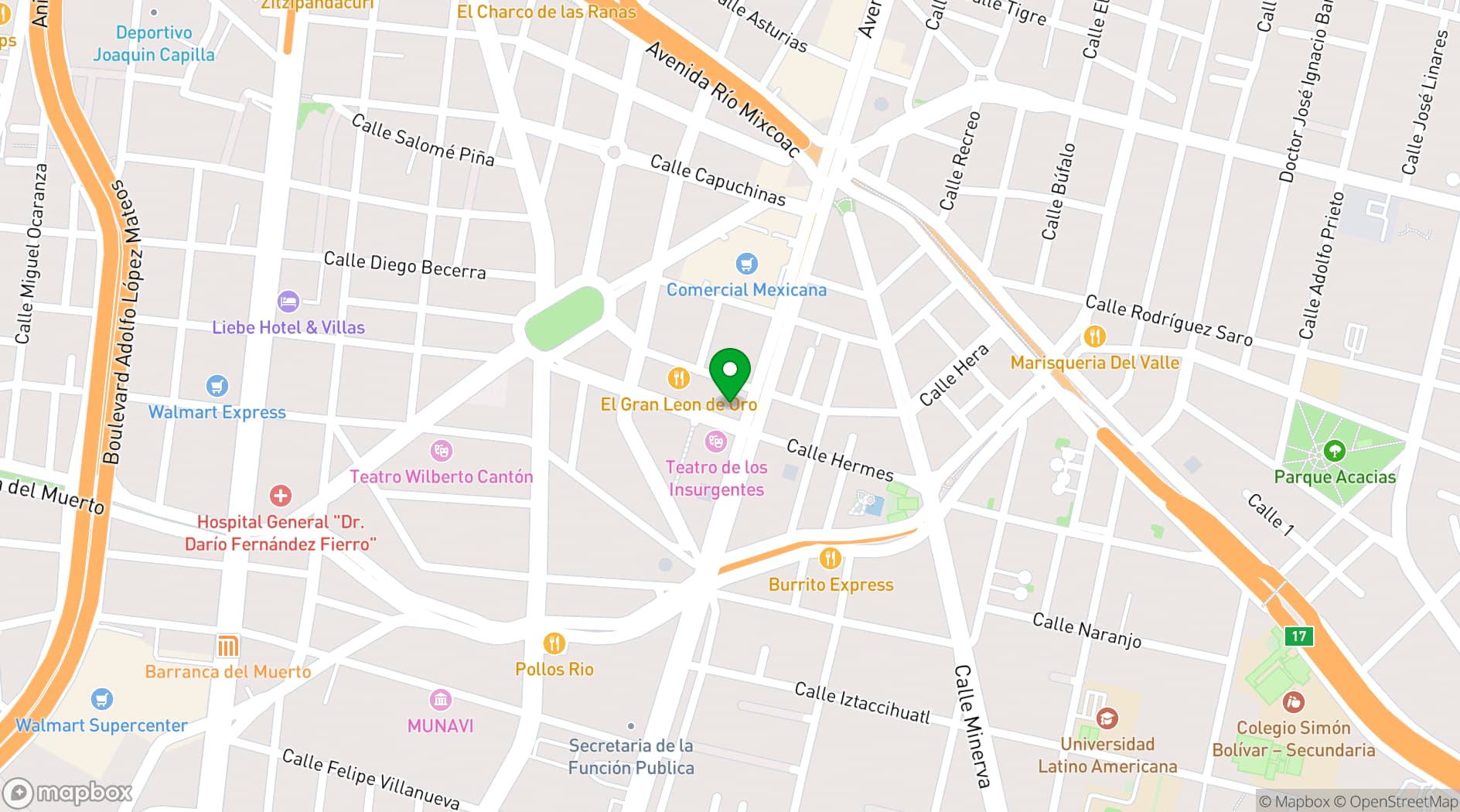 Map showing City Express Plus by Marriott Insurgentes Sur
