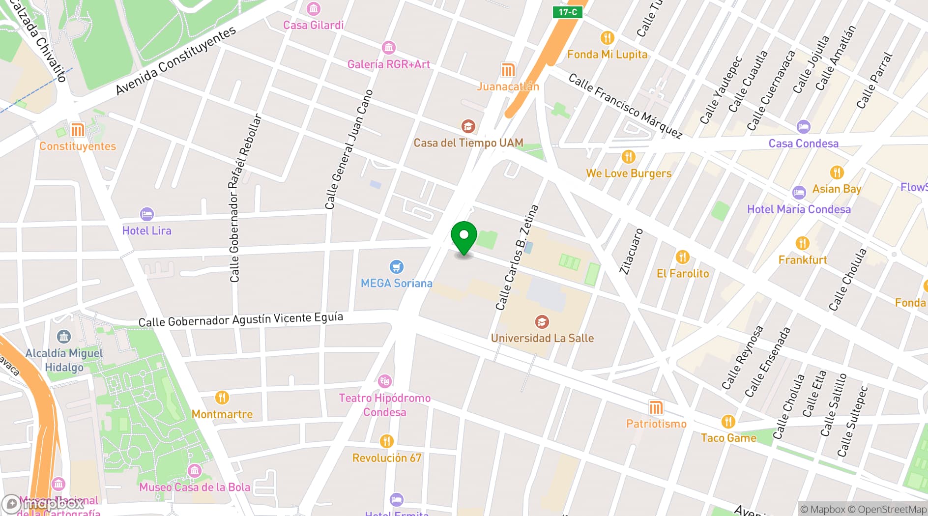 Map showing IOS OFFICES Corporativo Condesa