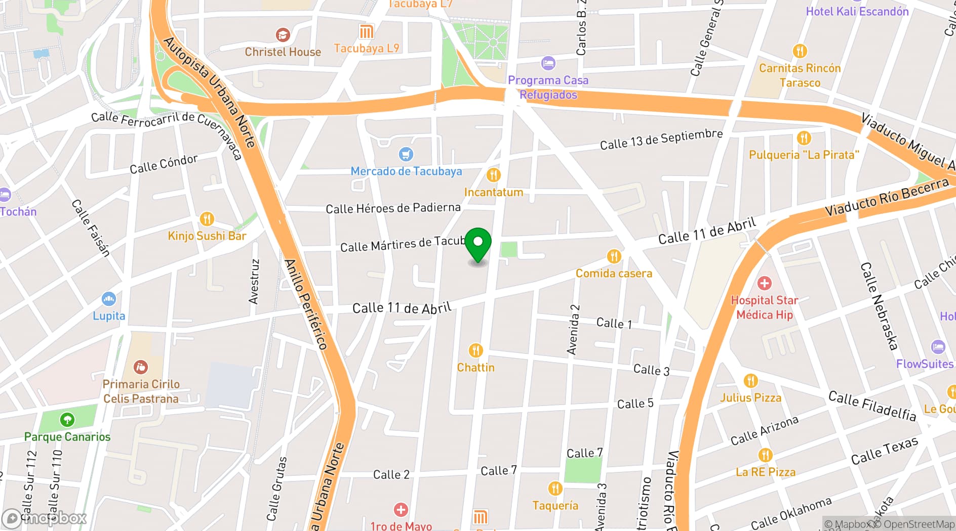 Map showing Courtyard Mexico City Revolucion