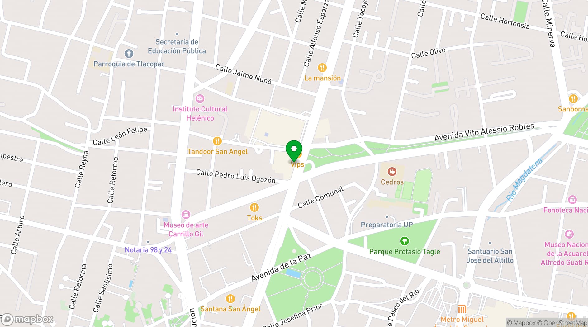 Map showing Krystal Grand® Suites Insurgentes