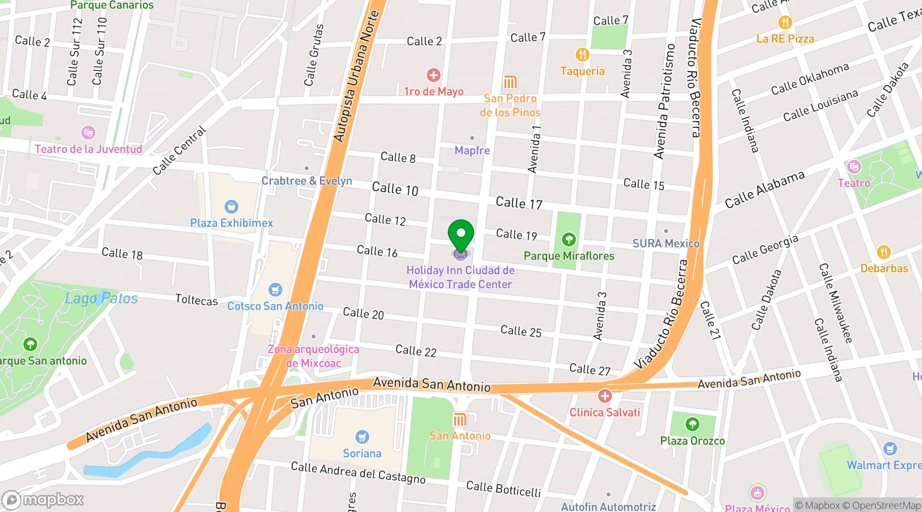 Map showing Holiday Inn Ciudad de Mexico-Trade Center