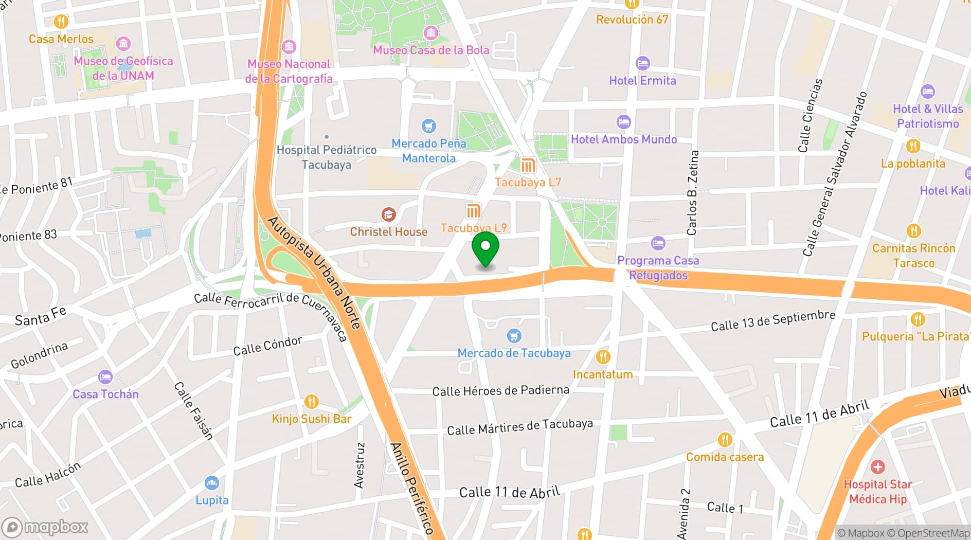 Map showing Hotel Tacubaya & Autosuites