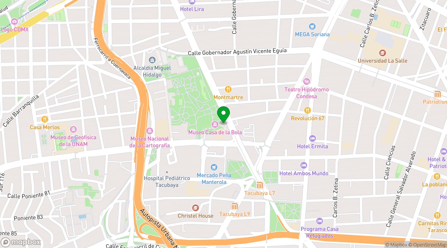 Map showing Casa de la Bola Museum