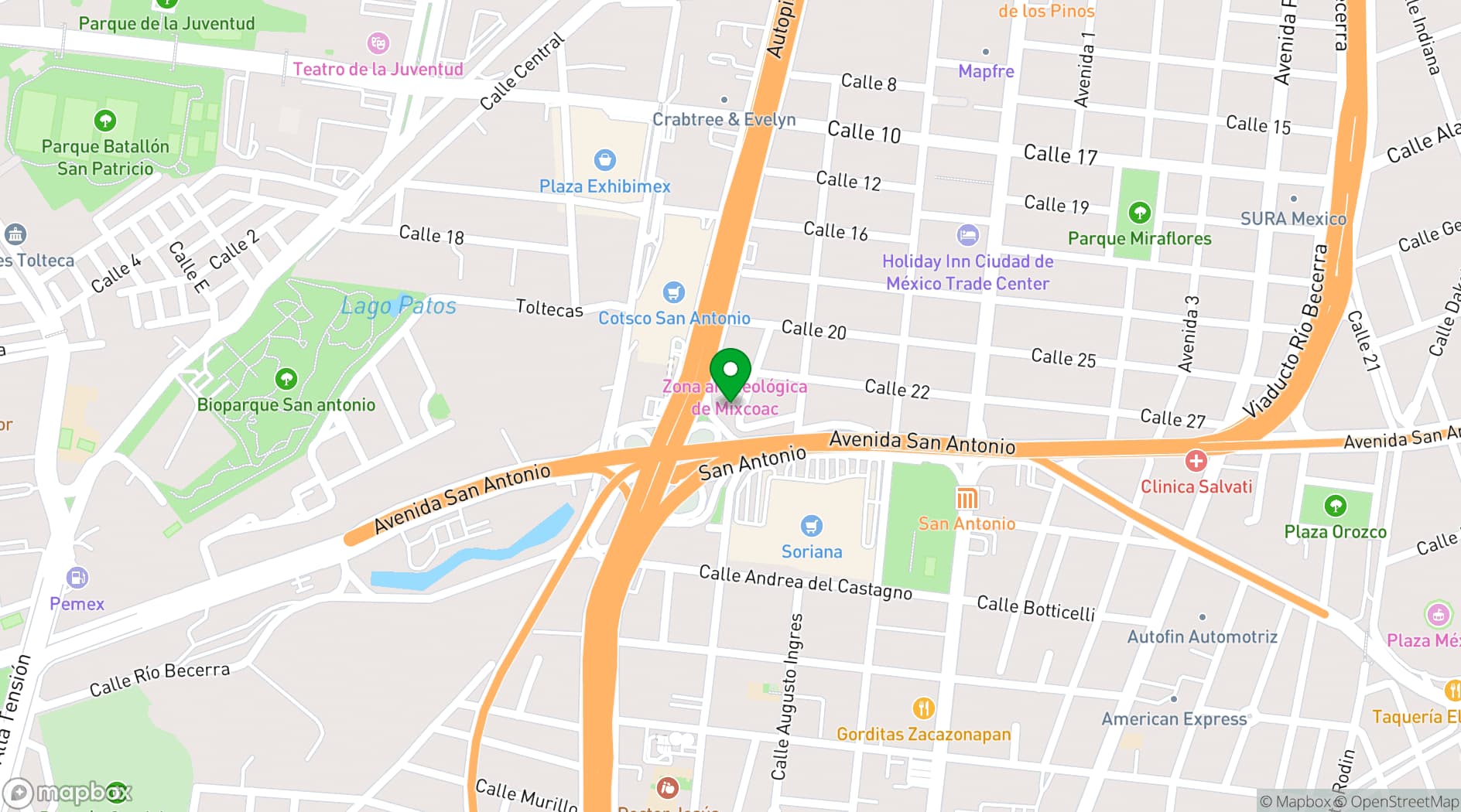 Map showing Centro Cultural La Pirámide Luis G. Basurto