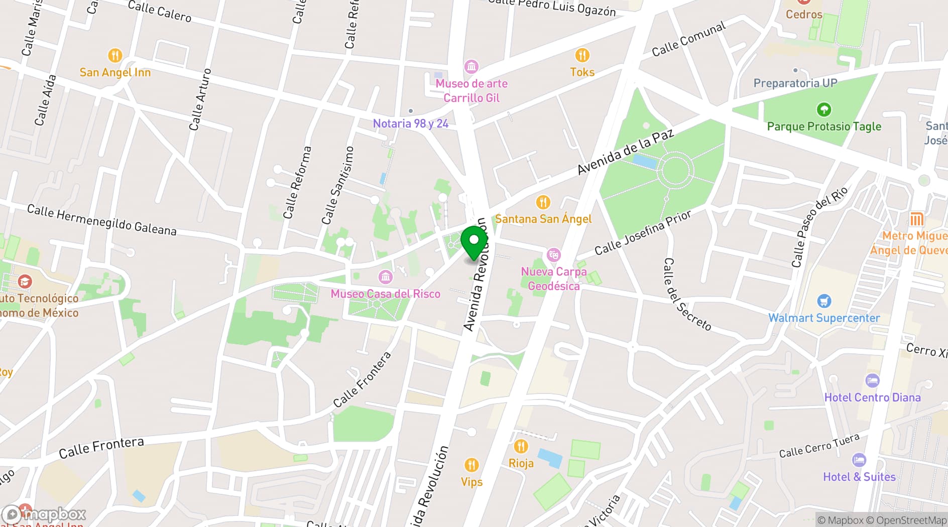 Map showing Centro Cultural San Ángel