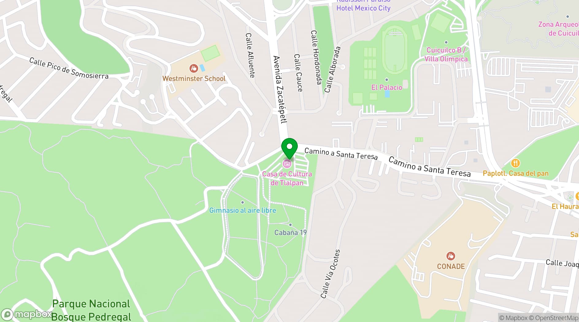 Map showing Casa de la Cultura de Tlalpan