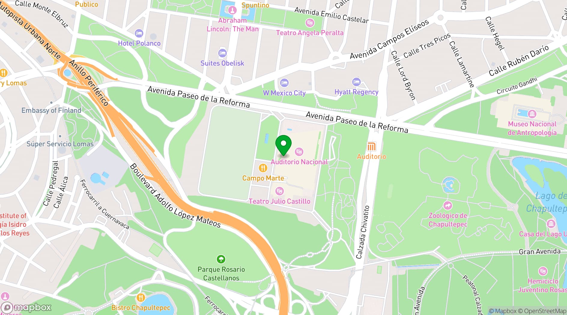 Map showing Lunario del Auditorio Nacional