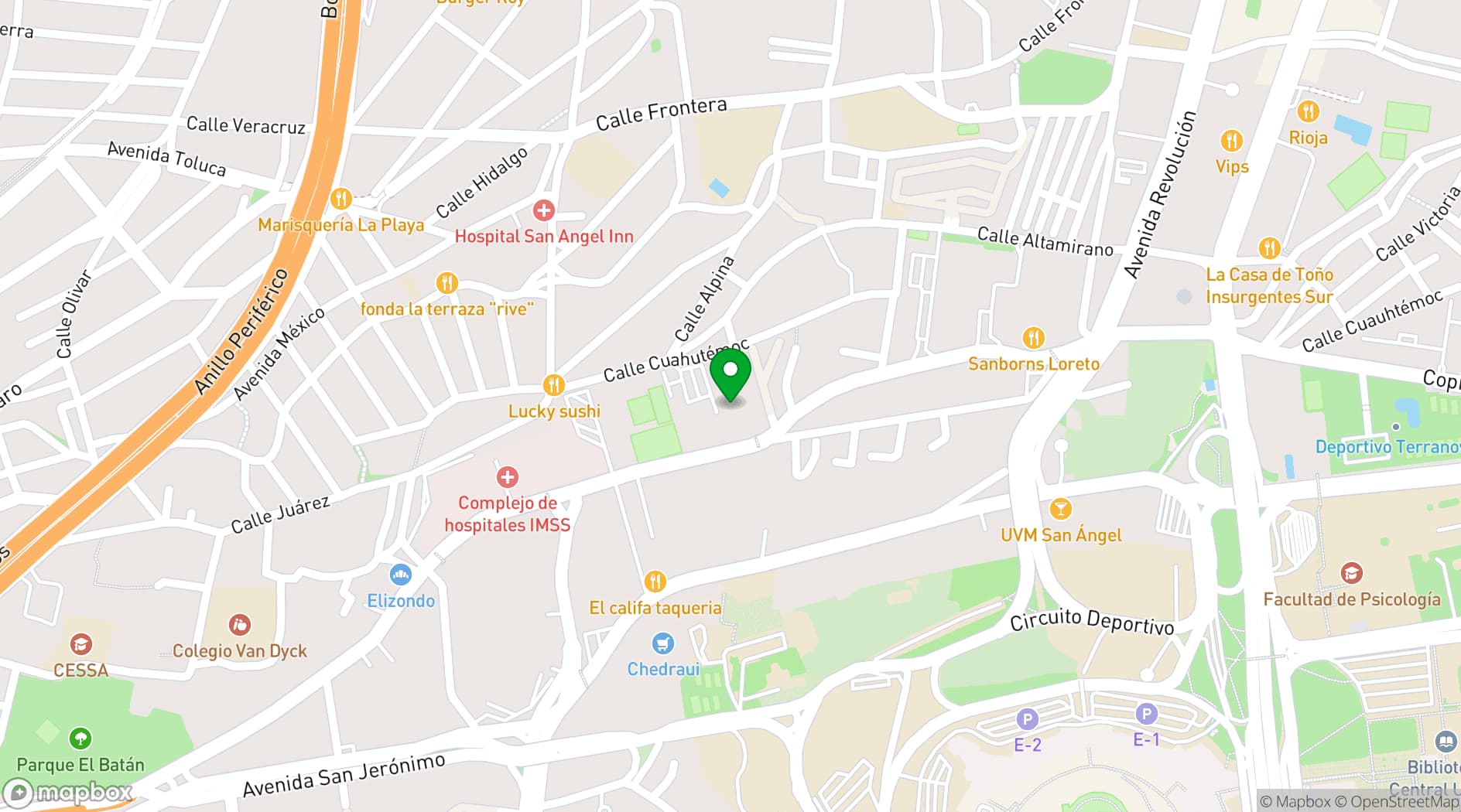 Map showing Altto San Ángel
