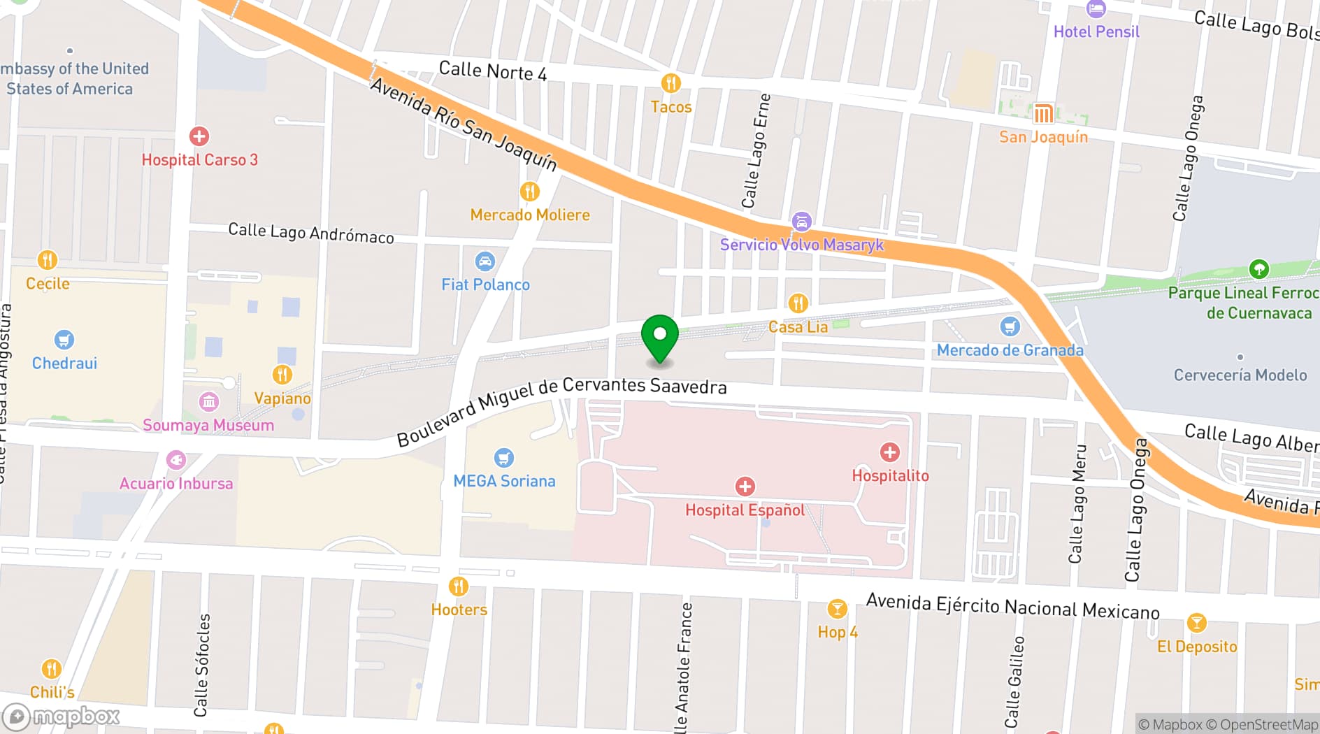 Map showing Miguel de Cervantes Saavedra 169