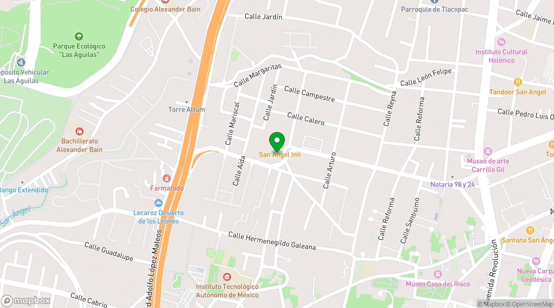 Map showing San Angel Inn