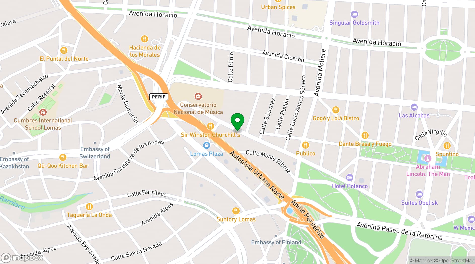Map showing Las Suites
