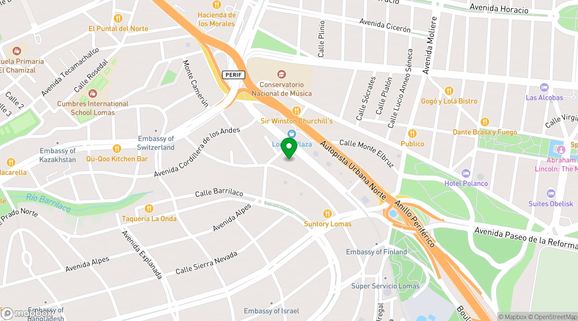 Map showing WeWork Lomas de Chapultepec