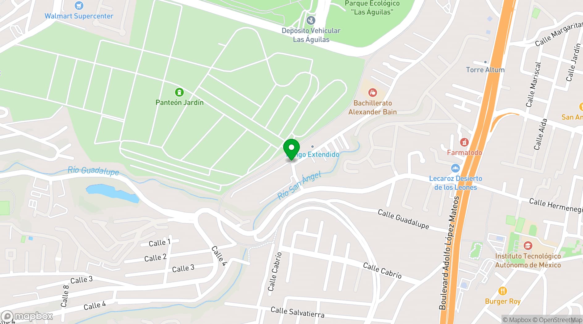 Map showing La Textilera