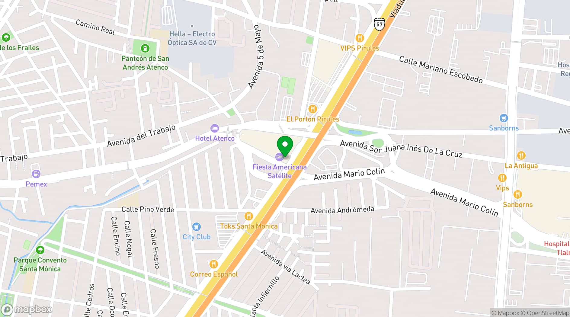 Map showing Fiesta Americana México Satélite
