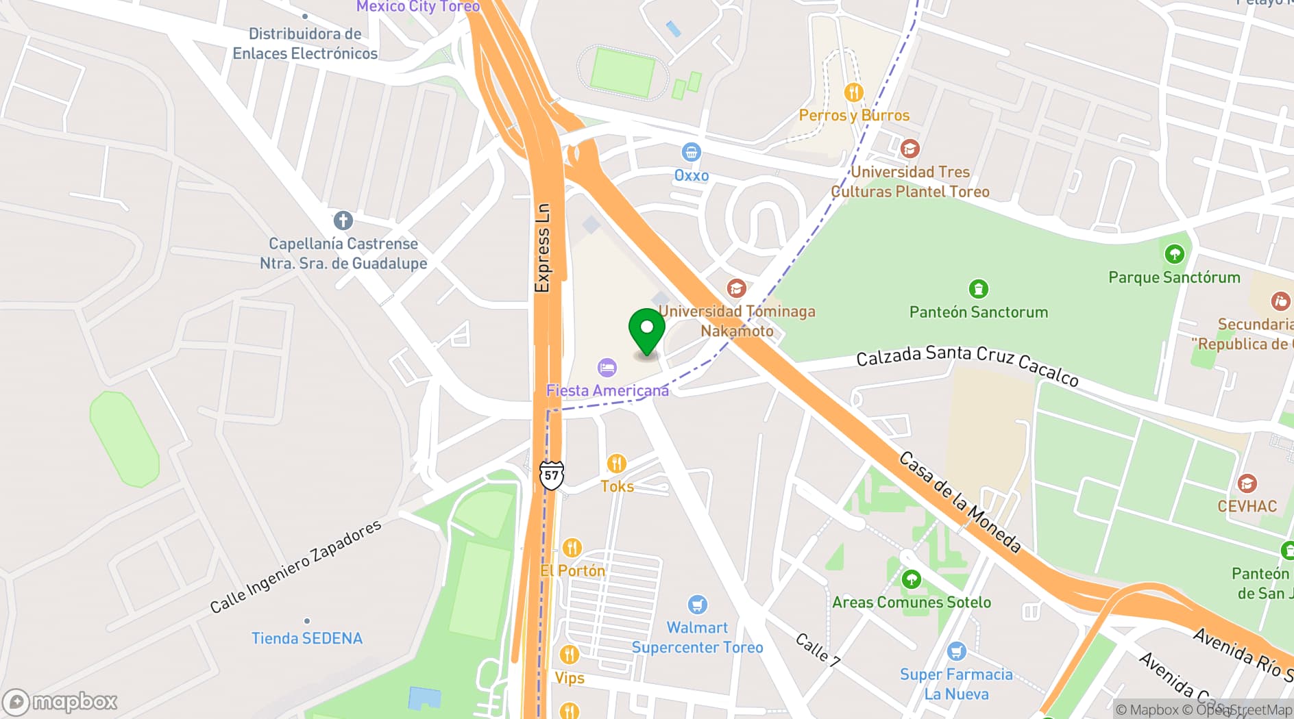 Map showing Fiesta Americana México Toreo