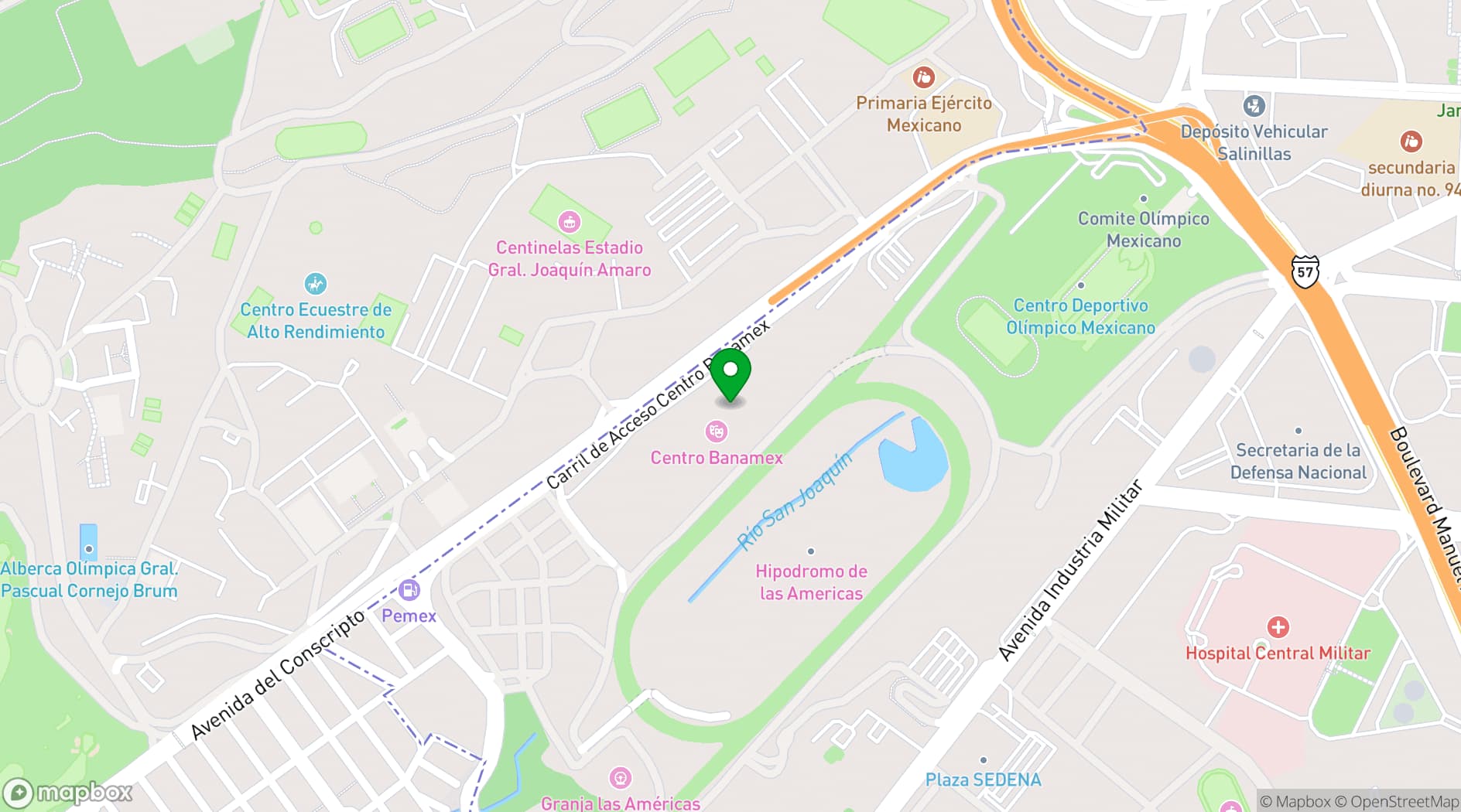 Map showing Centro Banamex