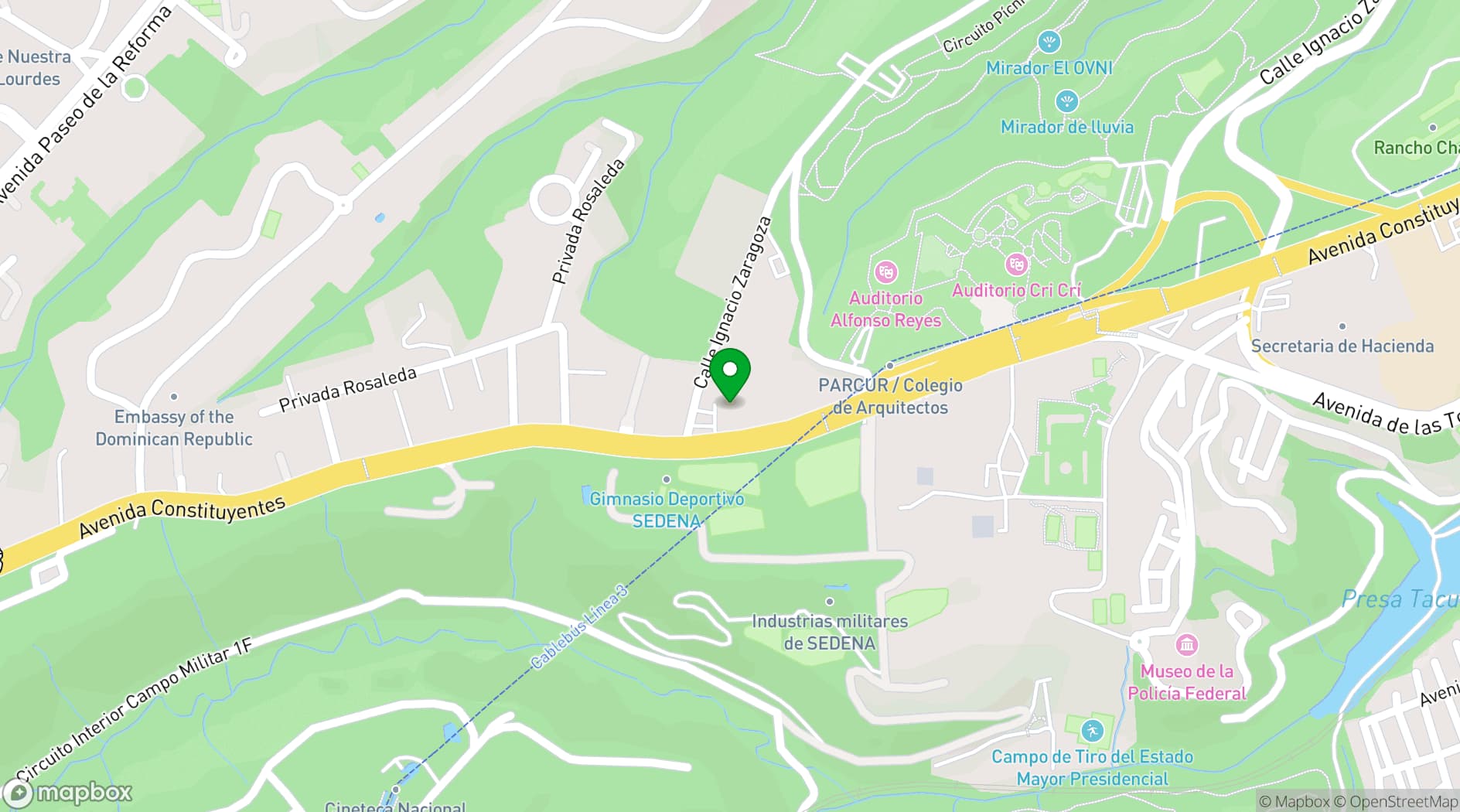 Map showing Jardín Lomas Altas