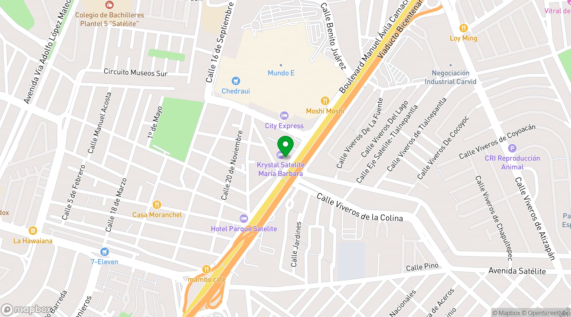 Map showing Krystal® Satélite María Bárbara