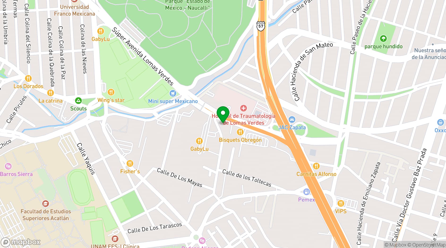 Map showing Centro de Convenciones México