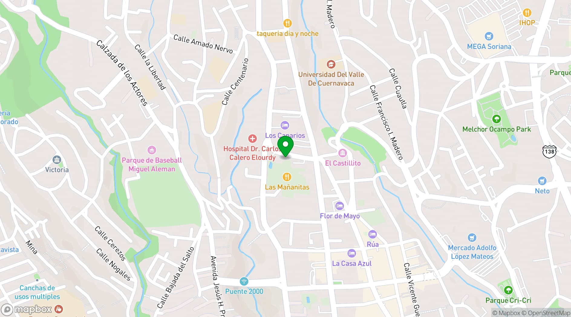 Map showing Las Mañanitas