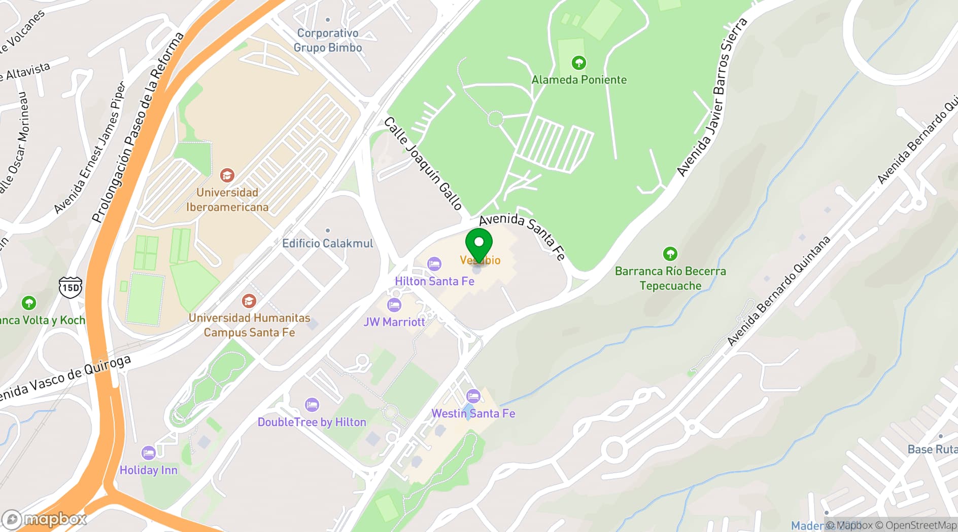 Map showing Hilton Santa Fe
