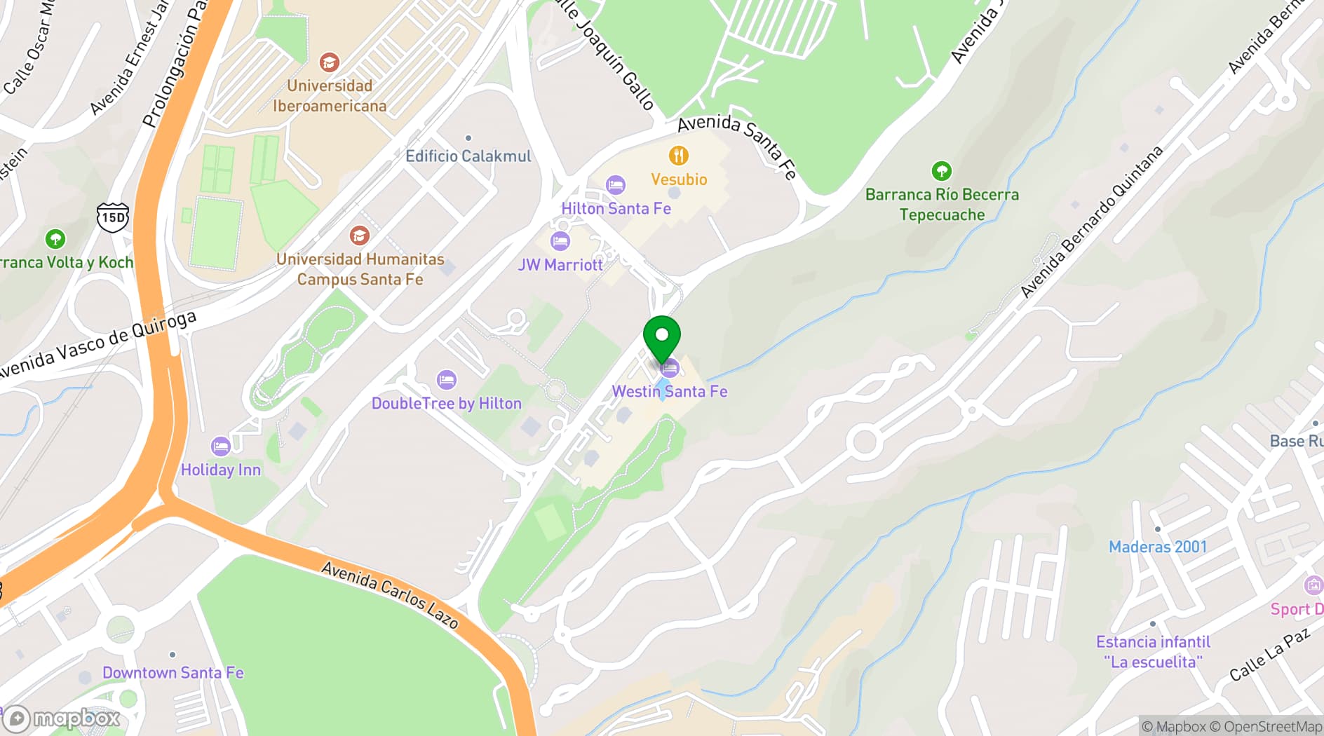 Map showing The Westin Santa Fe, Mexico City